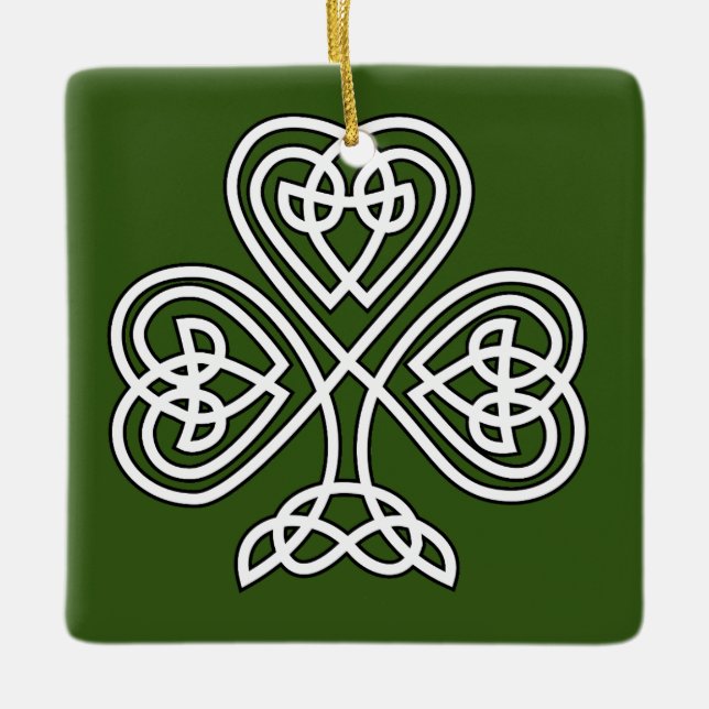 Ornement En Céramique Carreau Shamrock de noeud celtique (Devant)