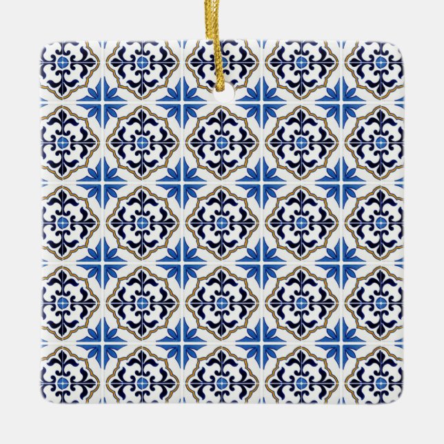 Ornement En Céramique Carrelage Brown bleu marocain (Devant)