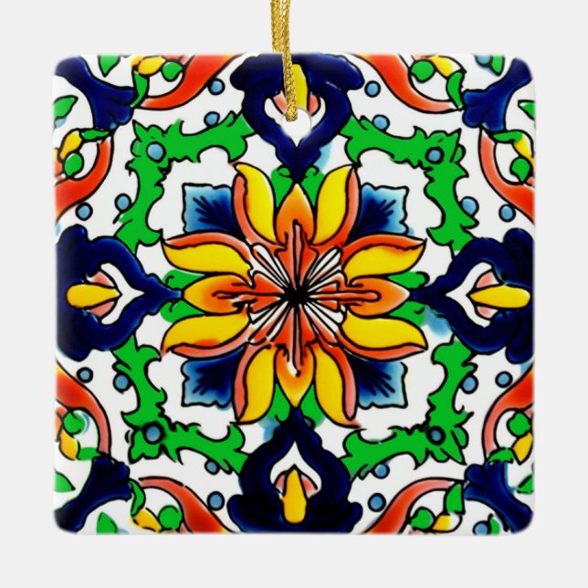 Ornement En Céramique Carrelage Talavera Mexicaine No 6 (Devant)