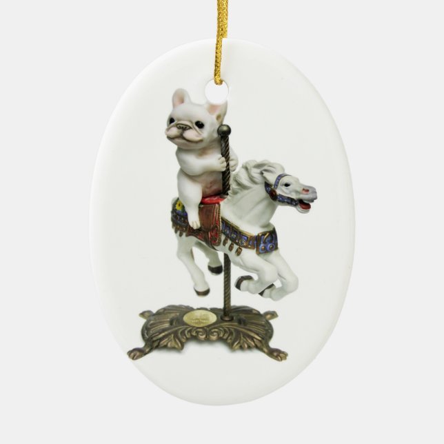 Ornement En Céramique Carrousel de bouledogue français (Devant)