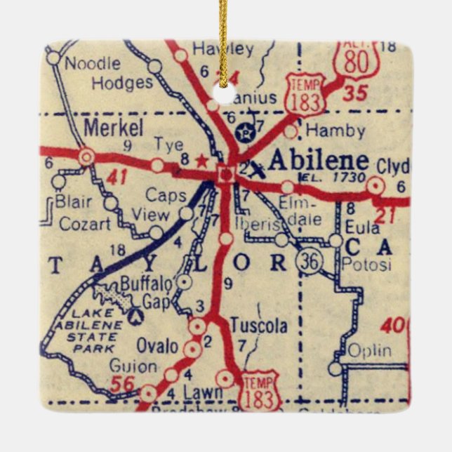 Ornement En Céramique Carte Abilene TX 1941 (Dos)