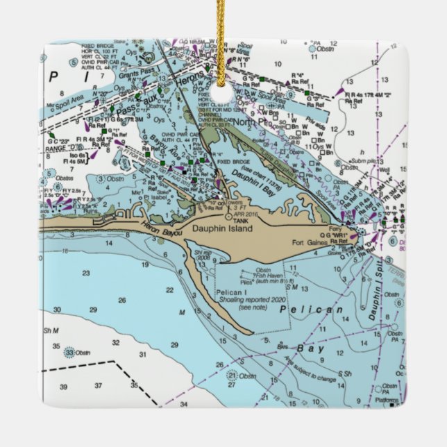 Ornement En Céramique Carte AL de l'île Dauphin (Dos)