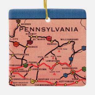 Ornement En Céramique Carte ancienne de Pennsylvanie