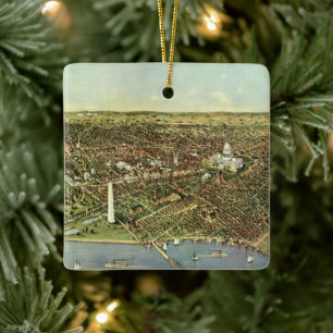Ornement En Céramique Carte antique avec une vue panoramique de Washingt