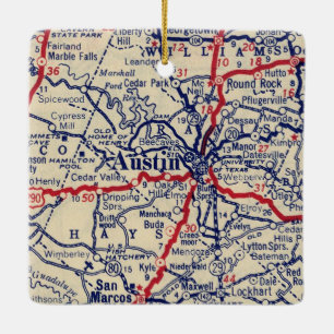 Ornement En Céramique Carte Austin TX 1941