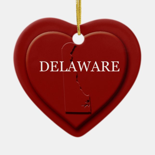 Ornement En Céramique Carte cardiaque Delaware Ornament de Noël (Devant)