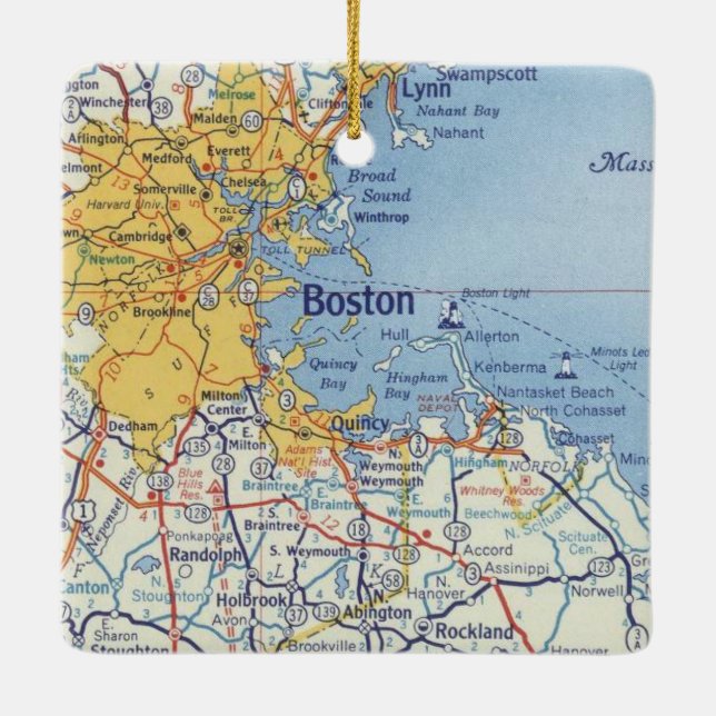 Ornement En Céramique Carte classique de Boston MA (Dos)