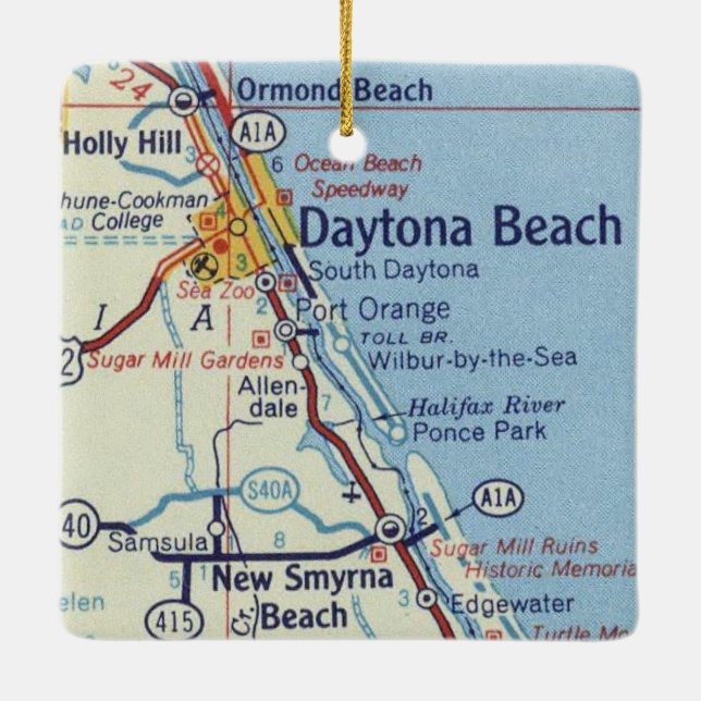 Ornement En Céramique Carte classique de Daytona Beach (Dos)
