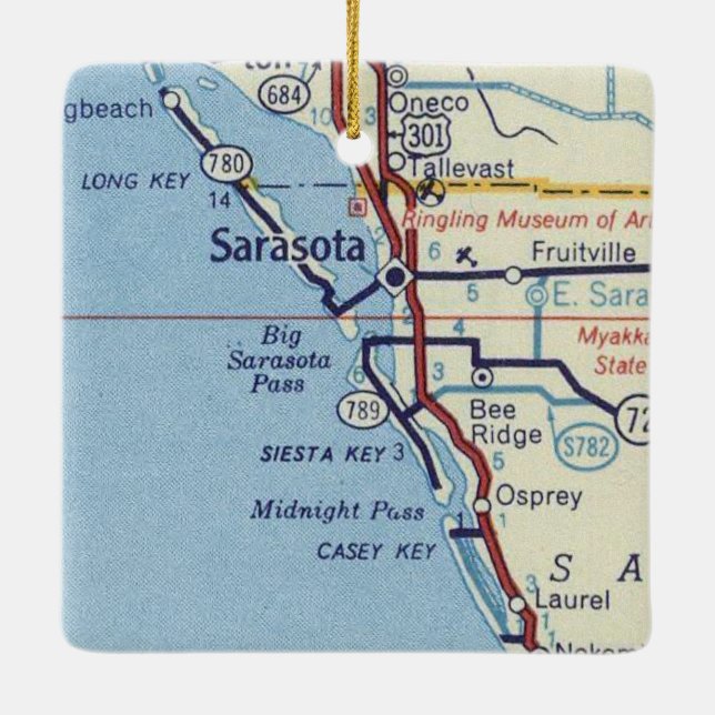 Ornement En Céramique Carte classique de Sarasota FL (Dos)