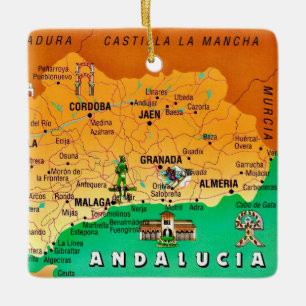 Ornement En Céramique Carte colorée de l'Andalousie Espagne