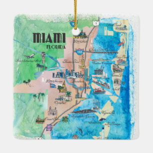 Ornement En Céramique Carte d'affiche de voyage des Etats-Unis la