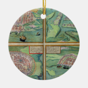 Ornement En Céramique Carte de Calais, de Malte, de Rhodes, et de