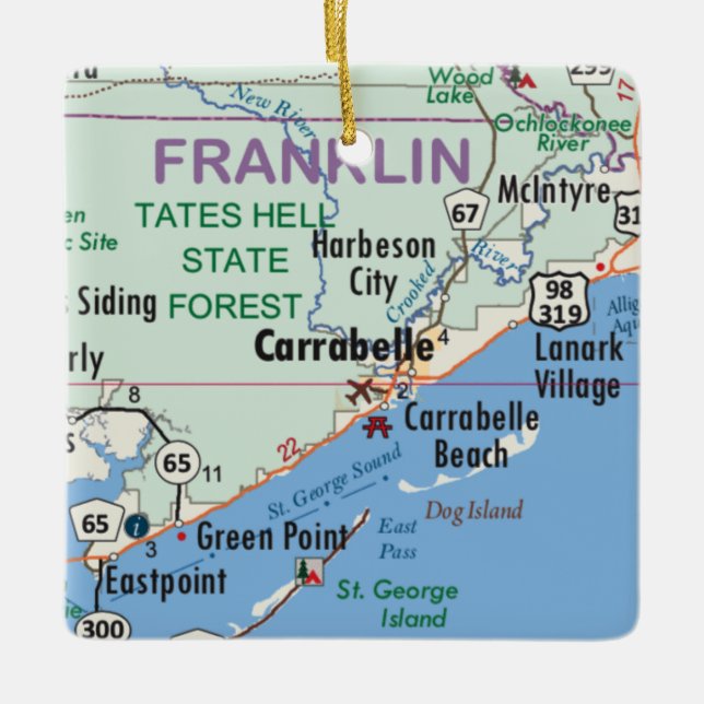 Ornement En Céramique Carte de Carrabelle Floride (Devant)