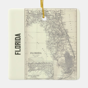 Ornement En Céramique Carte de Floride vintage
