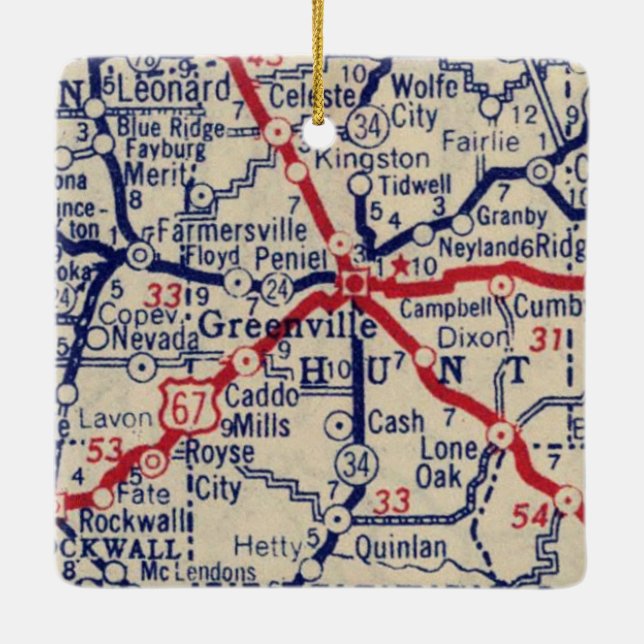 Ornement En Céramique Carte de Greenville TX 1941 (Dos)