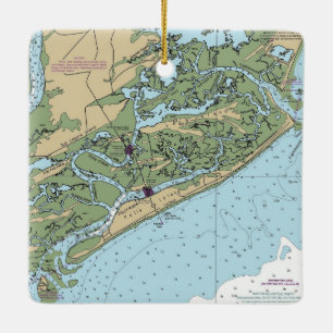 Ornement En Céramique Carte de la Caroline du Sud de Folly Island