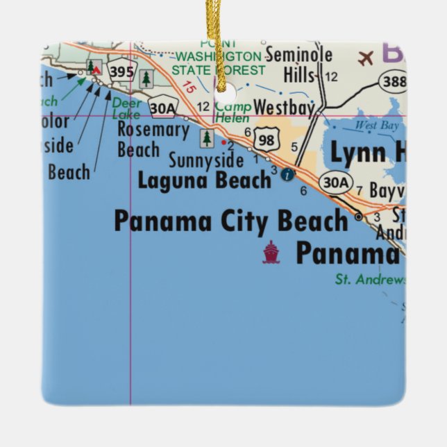 Ornement En Céramique Carte de la plage de Panama City (Devant)
