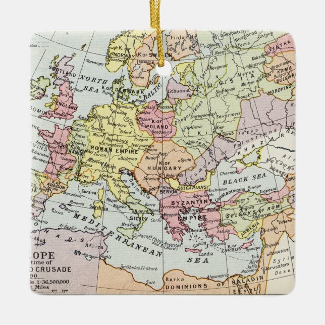 Ornement En Céramique Carte de l'Europe | la troisième croisade (Devant)