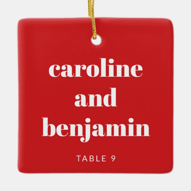 Ornement En Céramique Carte de lieu personnalisée unique Mariage de Noël (Devant)