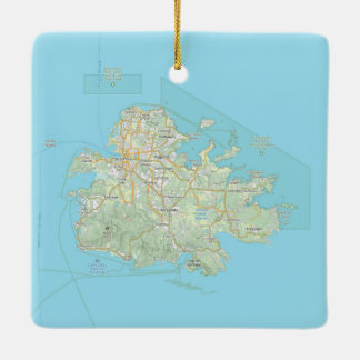 Ornement En Céramique Carte de l'île d'Antigua Noël