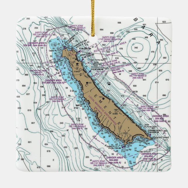 Ornement En Céramique Carte de l'île de San Clemente (Dos)