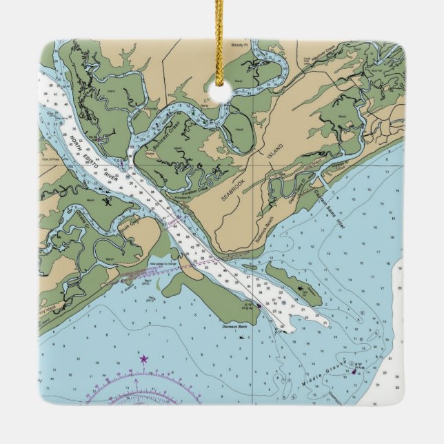Ornement En Céramique Carte de l'île Seabrook, Caroline du Sud (Dos)
