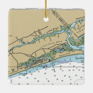 Ornement En Céramique Carte de Little River, Caroline du Sud