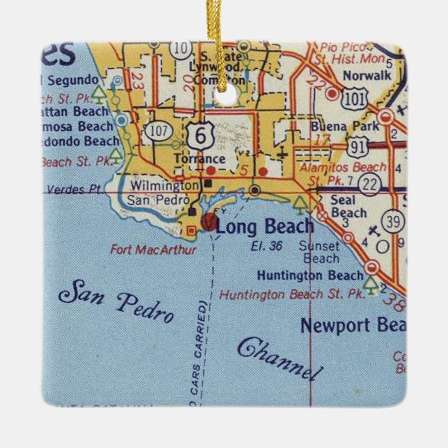 Ornement En Céramique Carte de Long Beach CA 50 (Devant)