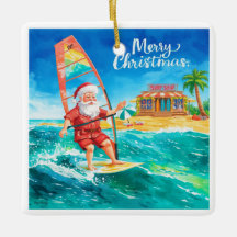 Carte de Noël de Santa Beach de windsurf