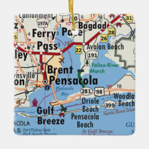 Ornement En Céramique Carte de Pensacola Floride