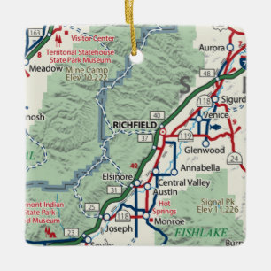 Ornement En Céramique Carte de Richfield Utah