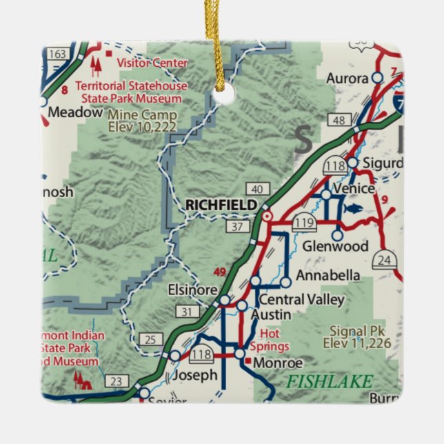 Ornement En Céramique Carte de Richfield Utah (Devant)