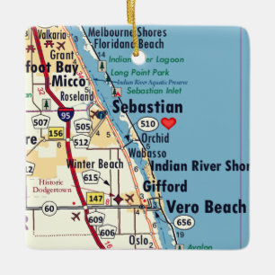 Ornement En Céramique Carte de Sebastian Florida
