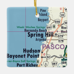 Ornement En Céramique Carte de Spring Hill en Floride