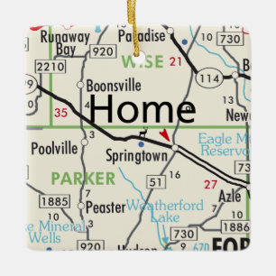 Ornement En Céramique Carte de Springtown Texas