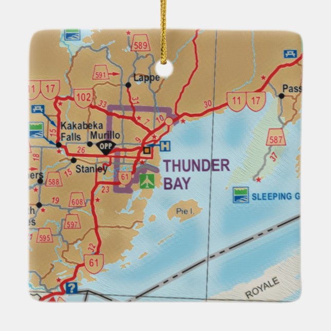 Ornement En Céramique Carte de Thunder Bay ON (Dos)