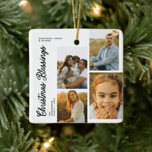Ornement En Céramique Carte de vœux de Noël minimale avec écriture scrip