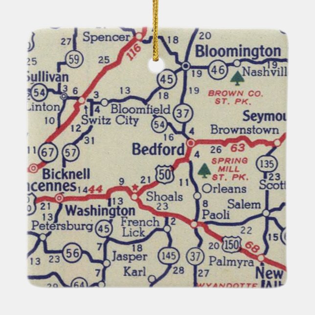 Ornement En Céramique Carte des années 50 de Bedford (Dos)