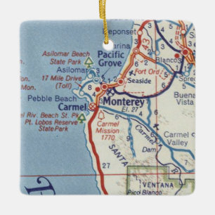 Ornement En Céramique Carte des années 50 de Monterey