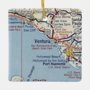 Ornement En Céramique Carte des années 50 de Ventura