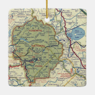 Ornement En Céramique Carte des années 50 du parc national de Yosemite