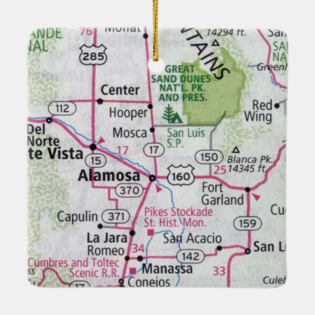 Ornement En Céramique Carte du CO d'Alamosa (Dos)