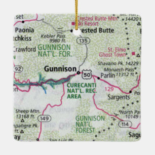Ornement En Céramique Carte du CO de Gunnison