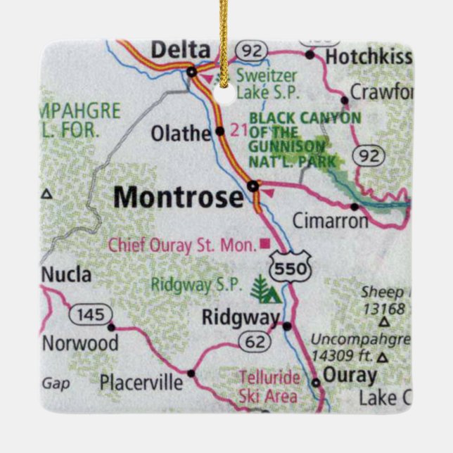 Ornement En Céramique Carte du CO de Montrose (Dos)