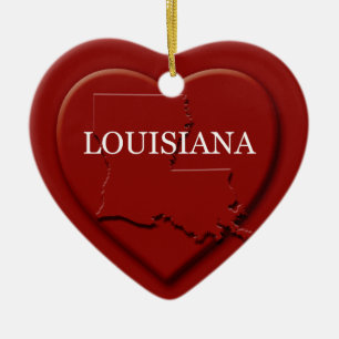Ornement En Céramique Carte du coeur de la Louisiane