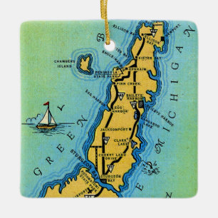 Ornement En Céramique Carte du comté de Door Wisconsin