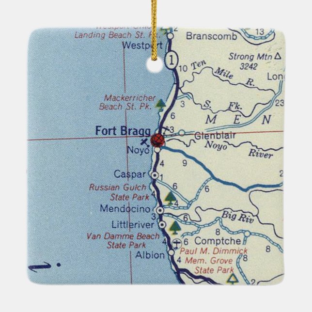 Ornement En Céramique Carte du Fort Bragg (Dos)