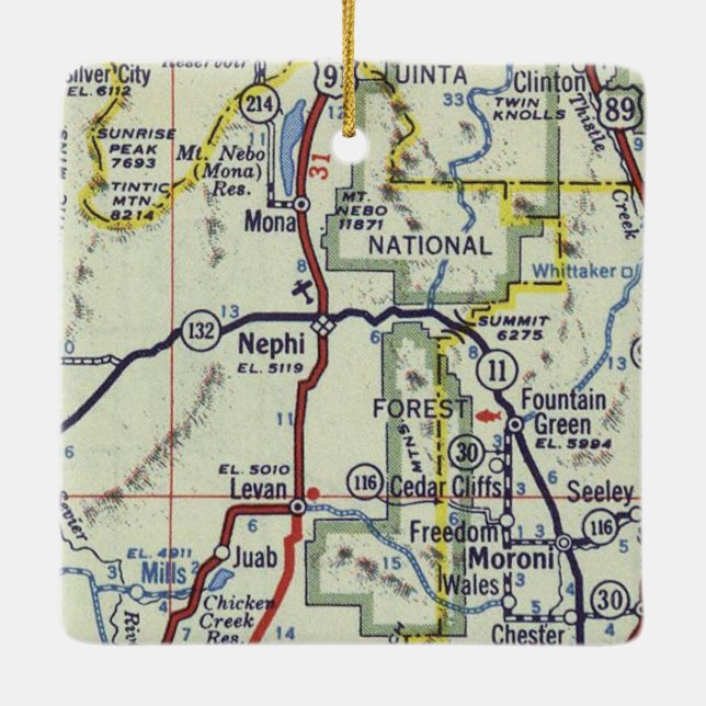 Ornement En Céramique Carte du métro Nephi Utah (Dos)