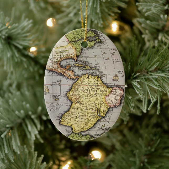 Ornement En Céramique Carte du monde antique des Amériques, 1570 (Arbre)