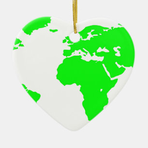 Ornement En Céramique Carte du monde blanc vert